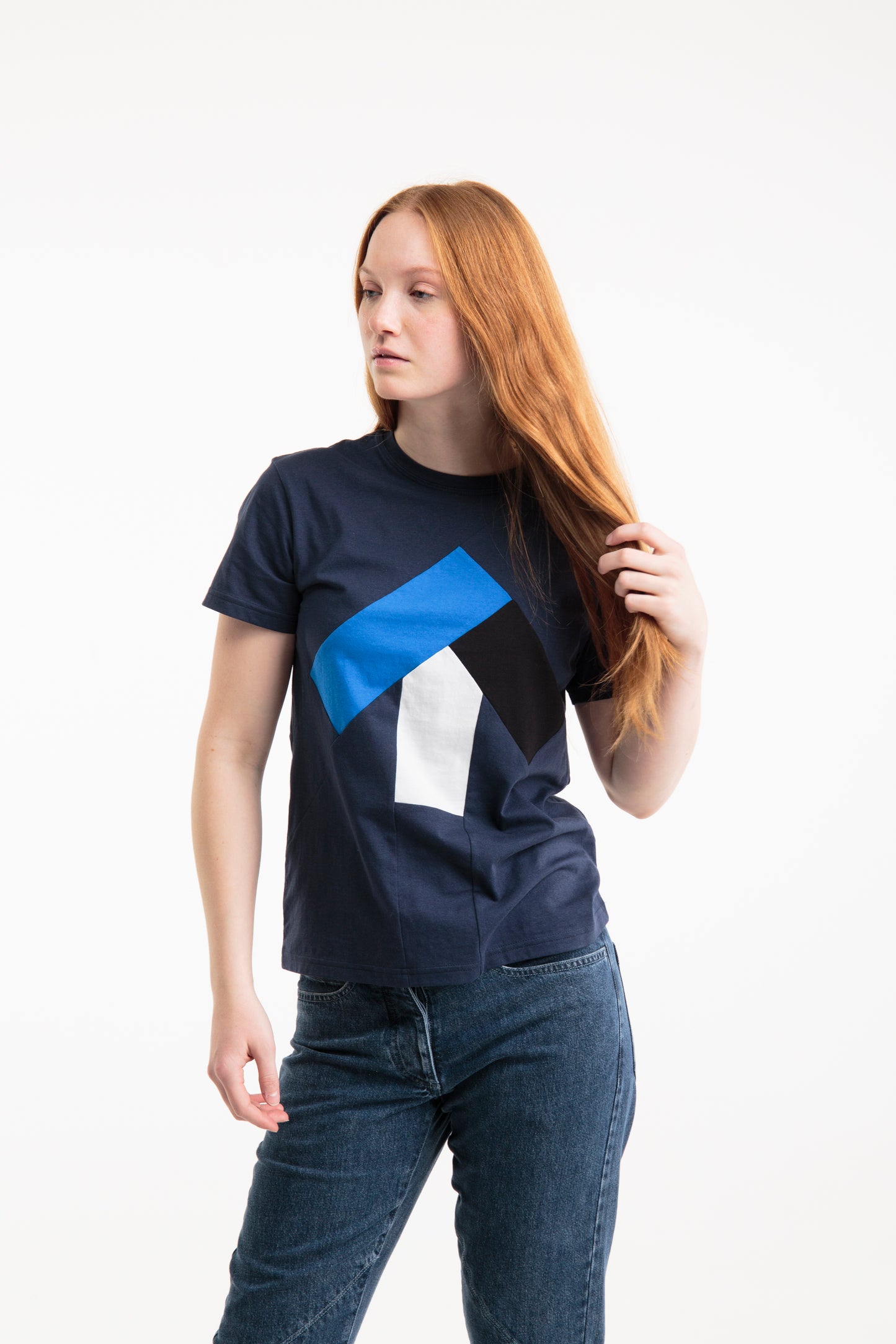 Up-shirt for women | Dark blue, tricolor