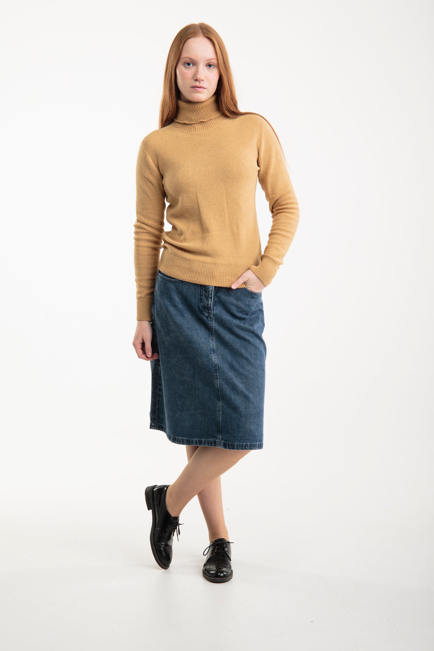 Women's seamless turtleneck sweater | Yellow