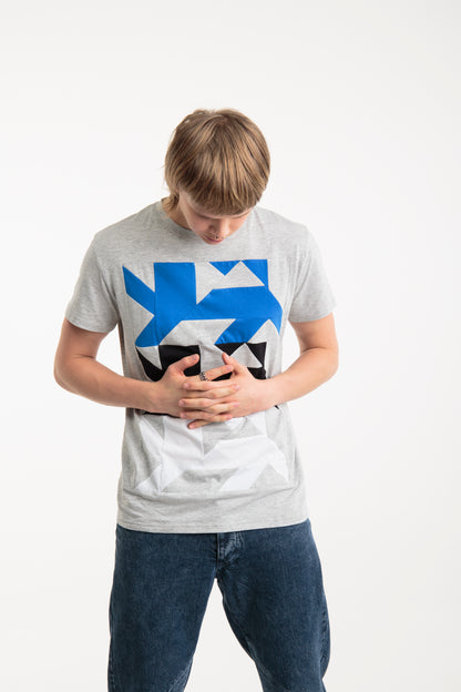 AUS/KARU lion up-shirt for men | Grey, tricolor