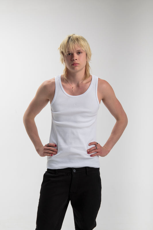 Tank top for men, Basic | White