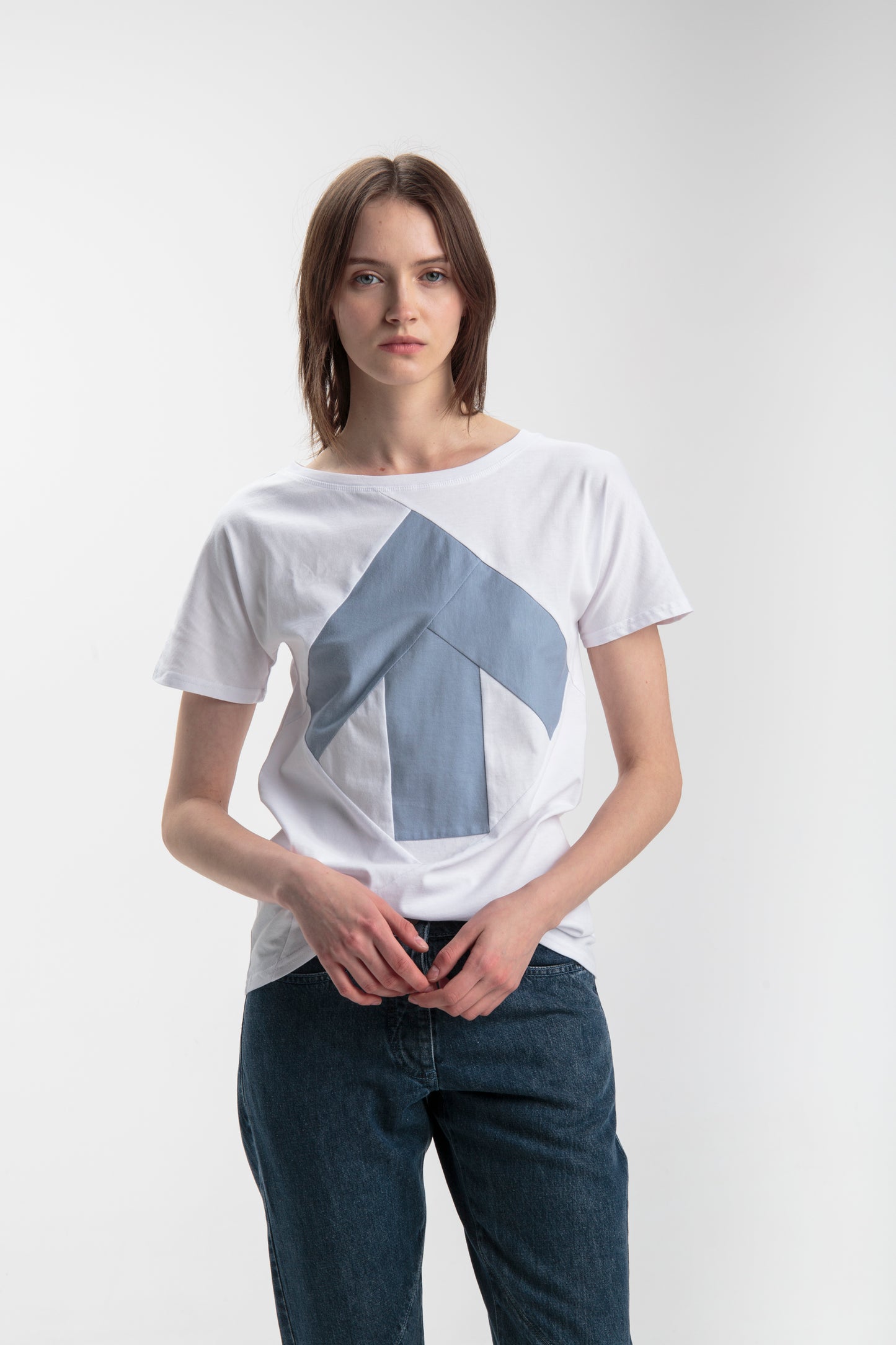 Up-shirt for women | White, light blue