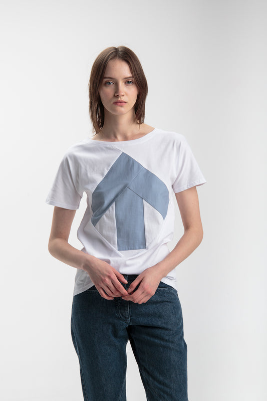 Up-shirt for women | White, light blue