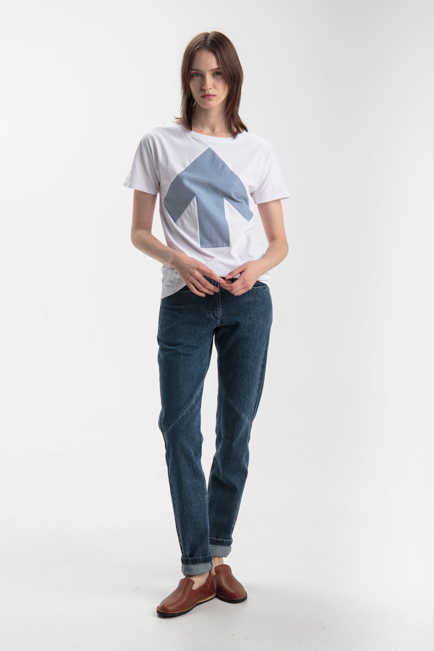 Up-shirt for women | White, light blue