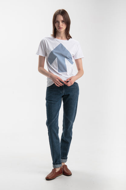 Up-shirt for women | White, light blue