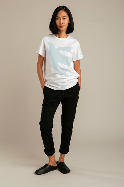 Up-shirt for women, Dove motif | White, blue