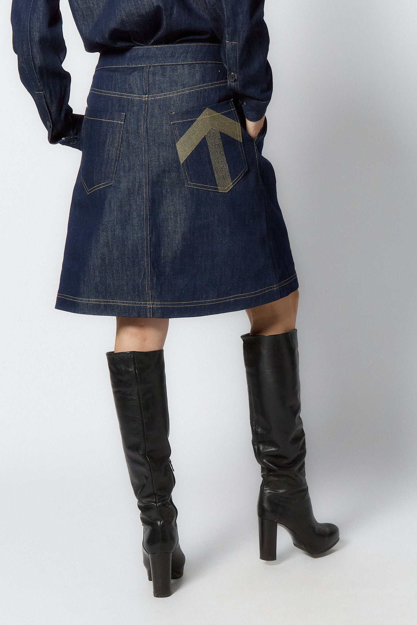 Denim Wrap Skirt | Dark blue