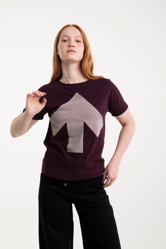 Up-shirt for women, Arrow I Dark purple, lavender grey