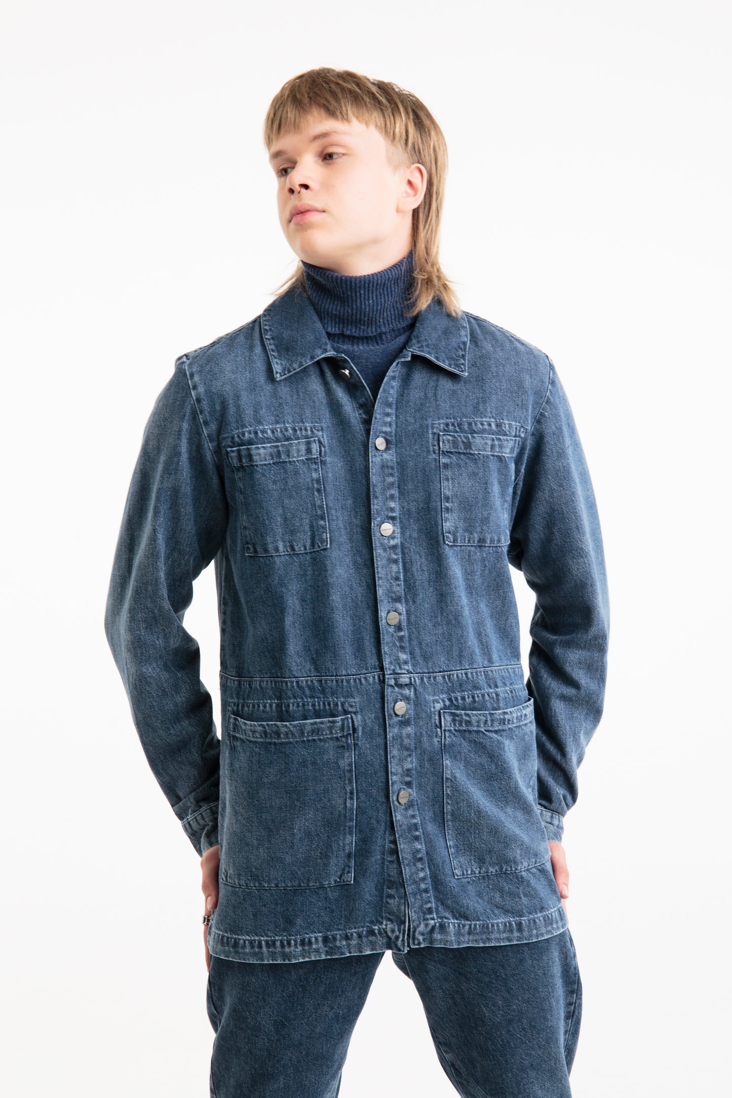 Recycled denim jacket for men | Blue