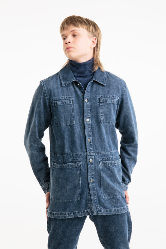 Recycled denim jacket for men | Blue