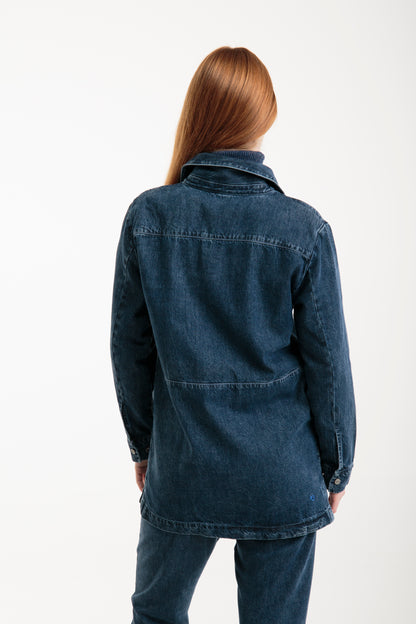 Recycled denim jacket for women | Blue